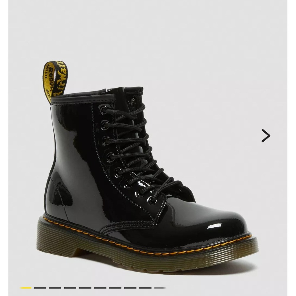 Kids Dr Martens Black Patent Leather Lace Up Side Zip Boots Size:‎ 11